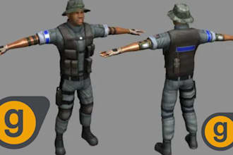 port, create high quality 3d gmod player model, ffxiv, sfm, mmd, tf2 csgo2 model