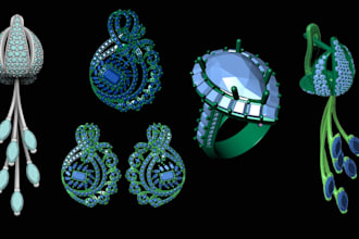 do 3d jewelry cad pendant necklace ring chain model design jewelry rendering