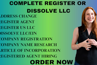 register llc, dissolve llc, amend llc or change register agent address, ein, boi