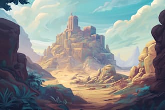 make a fantasy landscapes, illustration, environment