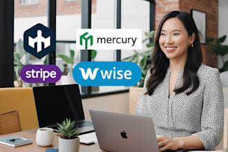 set up mercury, stripe, and wise accounts for your business