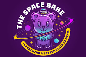 do food and drink cartoon mascot weed space cannabis hemp gummy bear logo design