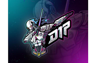 do robot futuristic games cyborg esport dab cyberpunk lightsaber logo design