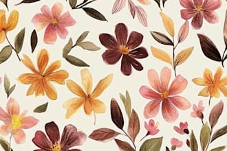 hand drawn loose watercolor floral print seamless pattern