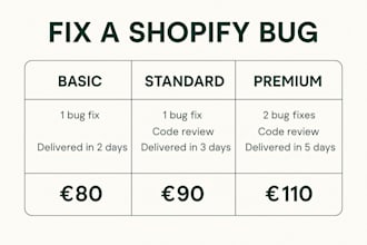 fix any shopify bug or issue fast and professionally