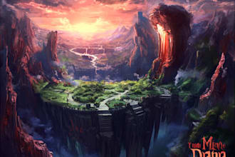 create stunning fantasy landscape, background illustration