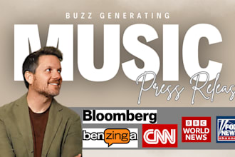 do music press release article and distribute to top media platforms