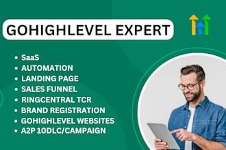 build a gohighlevel landing page and set a2p 10dlc for SMS
