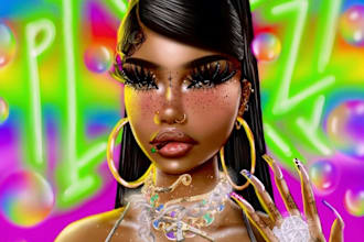 create digital character,logo or design for you 90s y2k colorful art