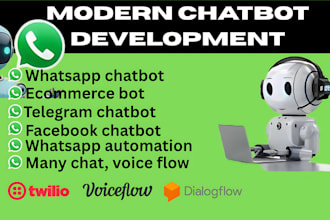 whatsapp facebook telegram chatbot with voiceflow make com chatgpt wati botpress