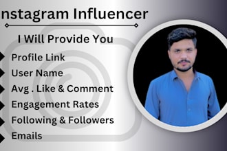 research and provide a custom list of instagram influencers for any niche
