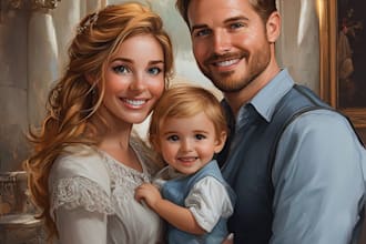 design a professional disney family portrait