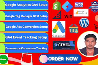 setup google analytics 4, ga4 ecommerce, ads conversion tracking by tag manager