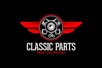make unique auto detailing, repair and car service classic parts logo