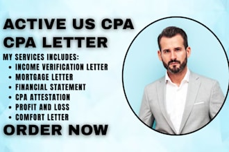 review and audit financial statements as US CPA, expense ratio letter, mortgage