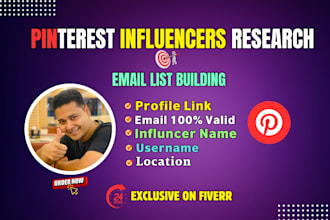 find best pinterest influencer research and valid email list building