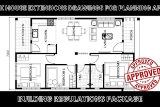 create uk architectural, building regs drawings, for uk planning permission