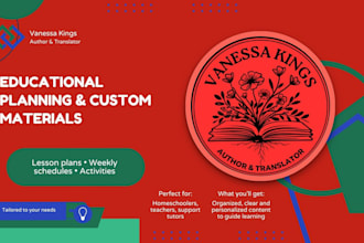 design lesson plans, weekly schedules or custom school material