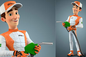 3d cartoon character design for games, animation 3d printing stylized 3d model