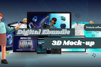 design  ecover 3d design mock up and digital products