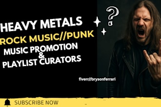 promote heavy metal, rock music, punk to rock music lovers and playlist curators