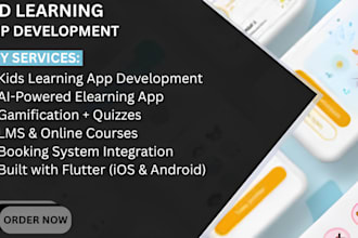 build gamified ai kids elearning app, lms, online course platform using flutter