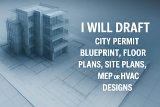 draft city permit blueprint, floor plans, site plans, mep or hvac designs
