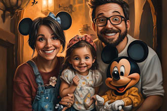 design a professional disney family portrait