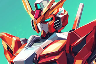 draw mecha, gundam and armor illustration in my style