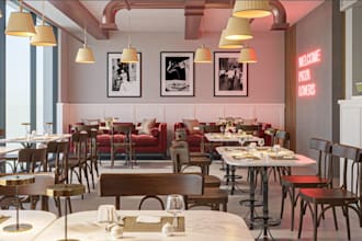 renew 3d neapolitan eatery in d5 render,3d cafe resturant,3d bar space rendering