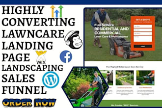 design lawn care landing page land scaping tree removal website lawn care funnel