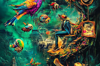 do flashy color illustration and trippy psychedelic art