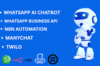 whatsapp business cloud api whatsapp ai chatbot n8n automation, twilo, manychat
