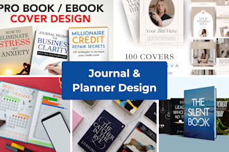 design notebook planner, workbook and journal book cover design, for etsy store