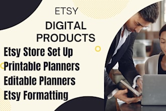 design etsy digital products, printable wedding planner, editable planner