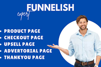 clone funnelish advertorial, product,checkout page