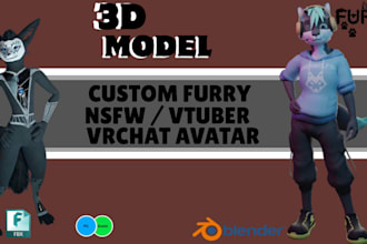 do custom vrchat avatar, 3d model, furry avatar, 3d character modeling, vrc, vr