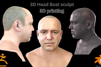 sculpt 3d realistic character 3d head 3d bust face likeness 3d model printing