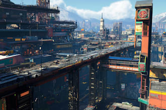 make futuristic cyberpunk city and sci fi concept art