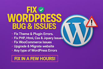 fix wordpress website errors,bugs and develop web security