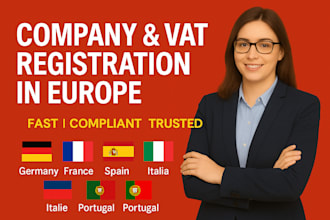 handle company and vat registration for switzerland, ireland, germany, poland