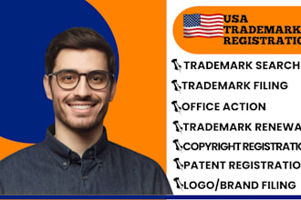 assist with trademark registration and search copyrights and patent registration