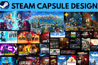 do steam capsule artwork, steam capsule game banner,  game ui character design