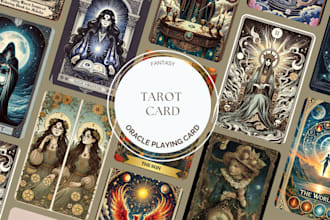 do fantasy tarot card design oracle card design game card character illustration