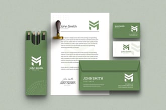 design invoice, letterhead, business card, order form, envelope, documents