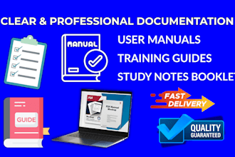 do user manual, product training instructions, course study guide note booklet