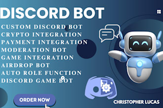 custom discord bot , autorole moderation bot game crypto airdrop chatbot