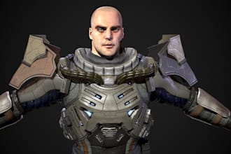 3d sci fi character, 3d cyborg, alien model, control rig for unreal, unity game