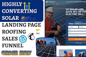 design solar landing page solar appointment website solar paid sales funnel