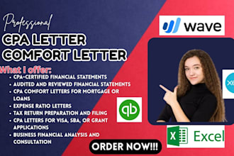 provide CPA, audit reports, comfort letters for mortgage or tax needs, us cpa